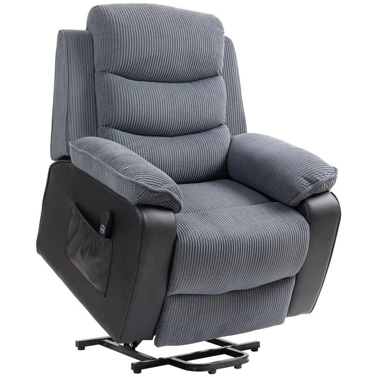 HOMCOM Overstuffed Corduroy Electric Lift Chair