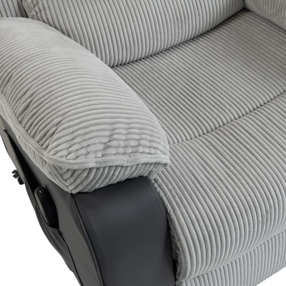 HOMCOM Power Lift Chair for Elderly, Corduroy Recliner with Wide Seat, High Back, USB Port, Side Pockets, Light Grey Additional View 11