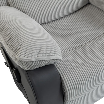 HOMCOM Power Lift Chair for Elderly, Corduroy Recliner with Wide Seat, High Back, USB Port, Side Pockets, Light Grey Additional View 11