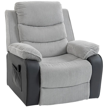 HOMCOM Power Lift Chair for Elderly, Corduroy Recliner with Wide Seat, High Back, USB Port, Side Pockets, Light Grey Additional View 15