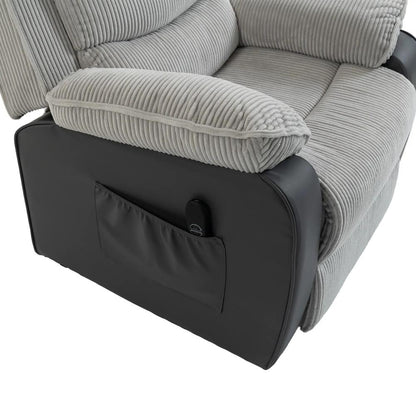 HOMCOM Power Lift Chair for Elderly, Corduroy Recliner with Wide Seat, High Back, USB Port, Side Pockets, Light Grey Additional View 10