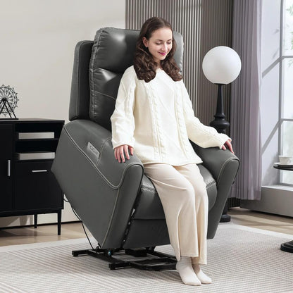 HOMCOM Power Lift Recliner Chair for Elderly, Overstuffed Faux Leather Riser and Reclining Chair with USB A+C Ports, Recliner Armchair for Living Room Additional View 2