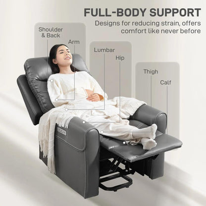 HOMCOM Power Lift Recliner Chair for Elderly, Overstuffed Faux Leather Riser and Reclining Chair with USB A+C Ports, Recliner Armchair for Living Room Additional View 8
