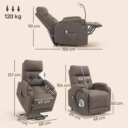 HOMCOM Electric Rise/Recline Armchair, with Reading Light Additional View 13