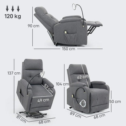 HOMCOM Electric Rise/Recline Armchair, with Reading Light Additional View 3
