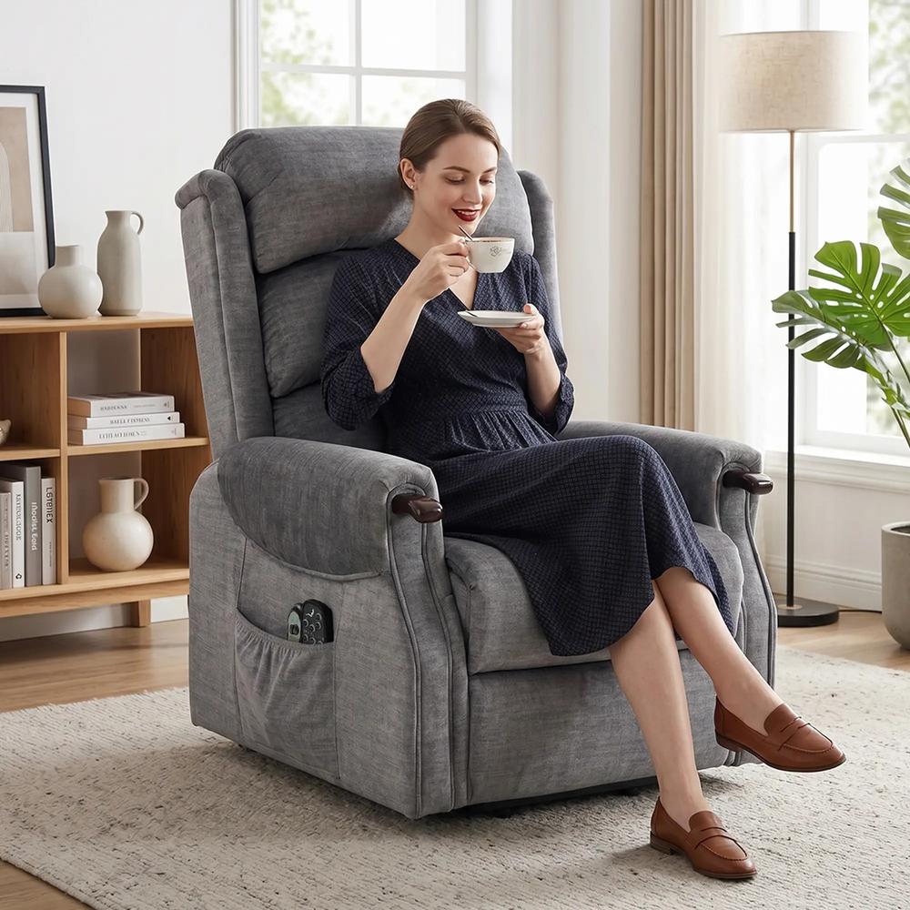 HOMCOM Power Lift Recliner with Vibration Massage and Heat, Lift Chair for Tall with Wood Grip, Pocket Spring Additional View 14