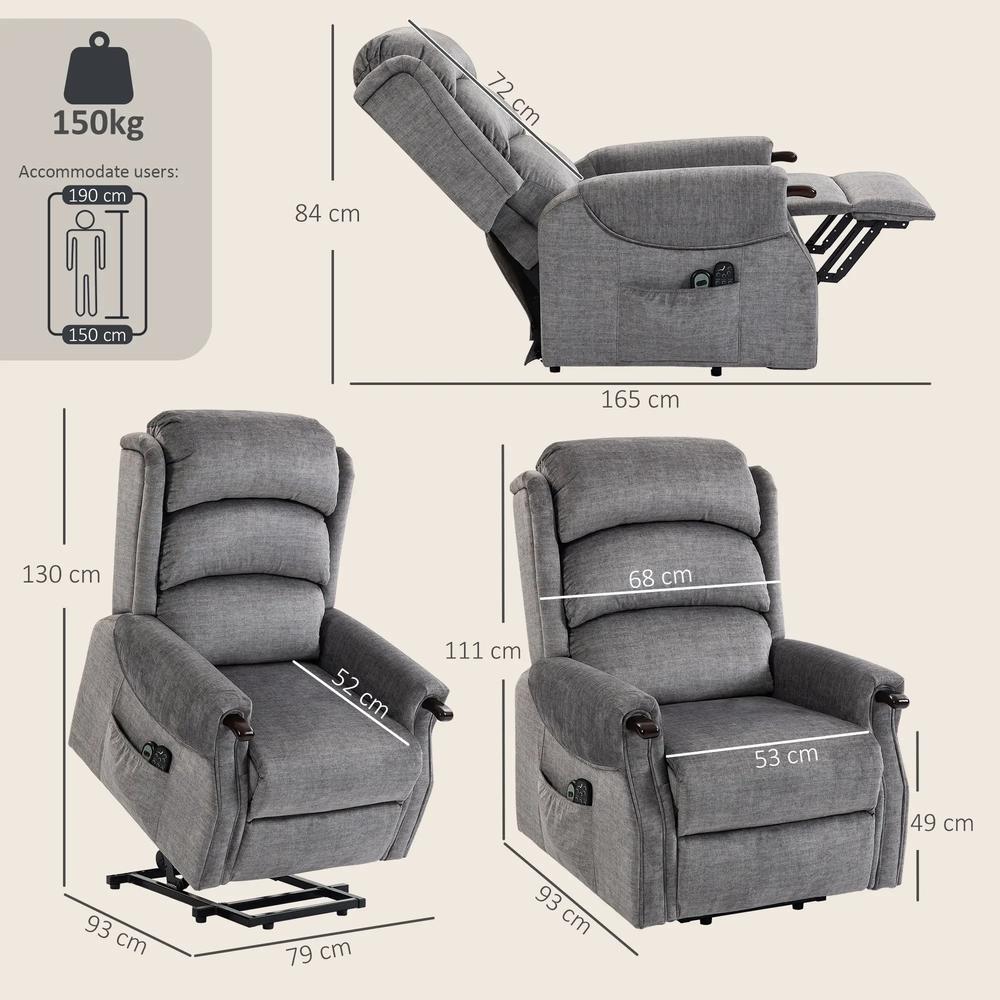 HOMCOM Power Lift Recliner with Vibration Massage and Heat, Lift Chair for Tall with Wood Grip, Pocket Spring Additional View 3