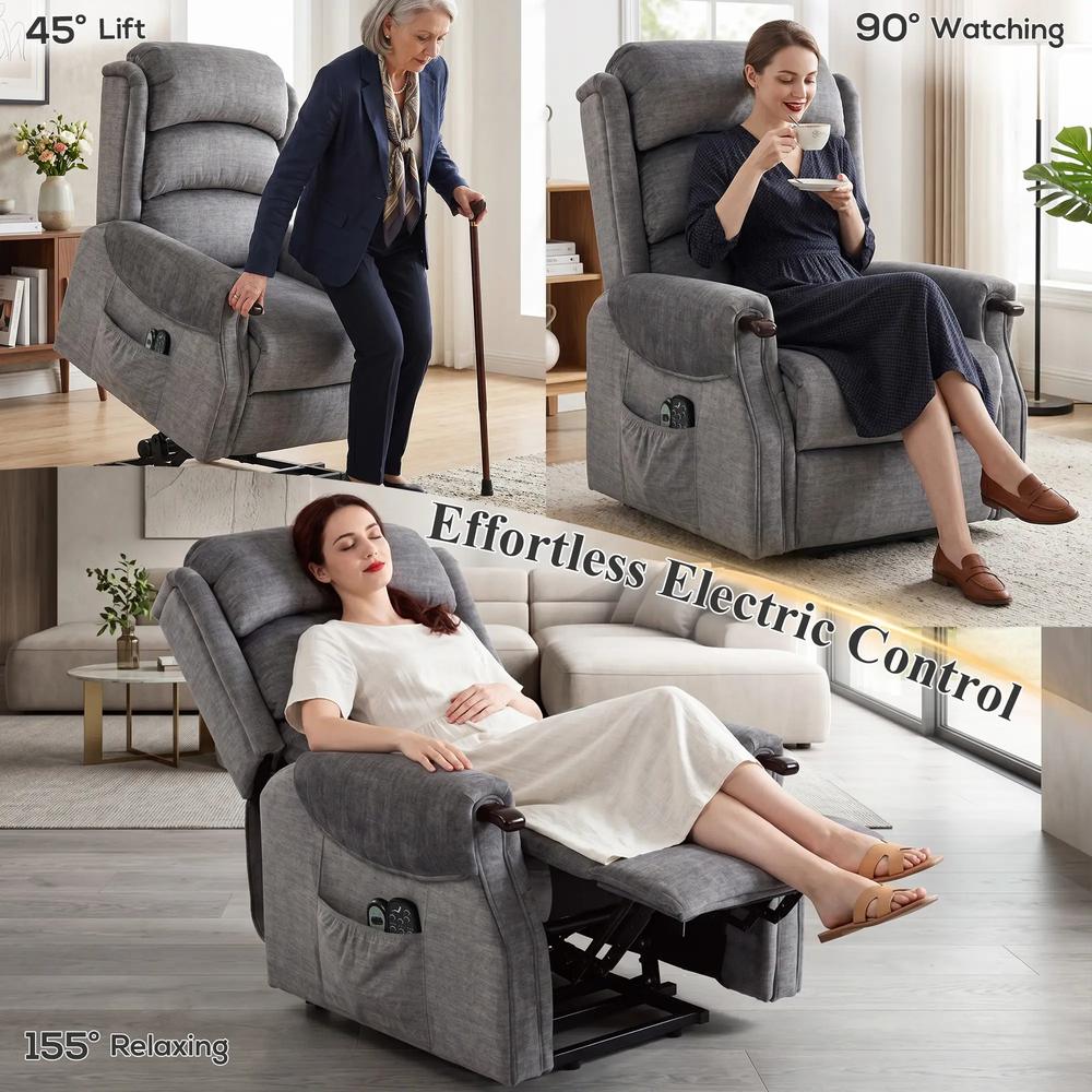 HOMCOM Power Lift Recliner with Vibration Massage and Heat, Lift Chair for Tall with Wood Grip, Pocket Spring Additional View 4