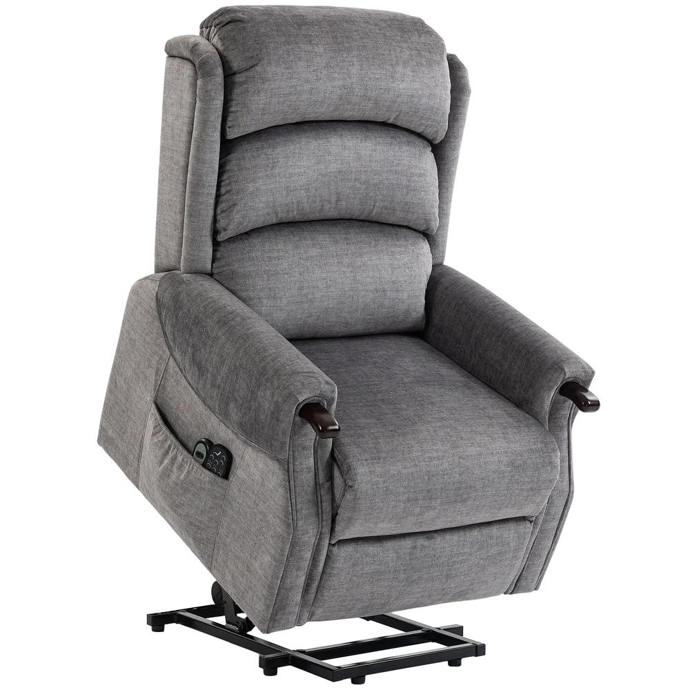 HOMCOM Power Lift Recliner with Vibration Massage and Heat, Lift Chair for Tall with Wood Grip, Pocket Spring