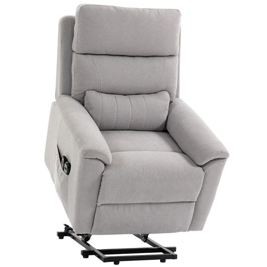 HOMCOM Power lift recliner chair with Massage and Heat, Terry Cloth Electric Lift Chair with Spring Cushion, Light Grey