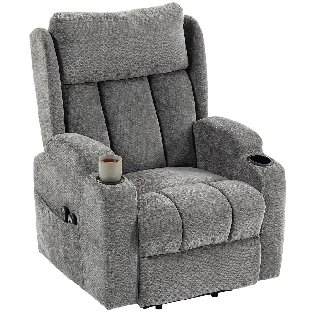HOMCOM Power Lift Recliner Chair with Vibration Massage and Heat, Chenille Riser and Recliner Armchair for Elderly Additional View 15