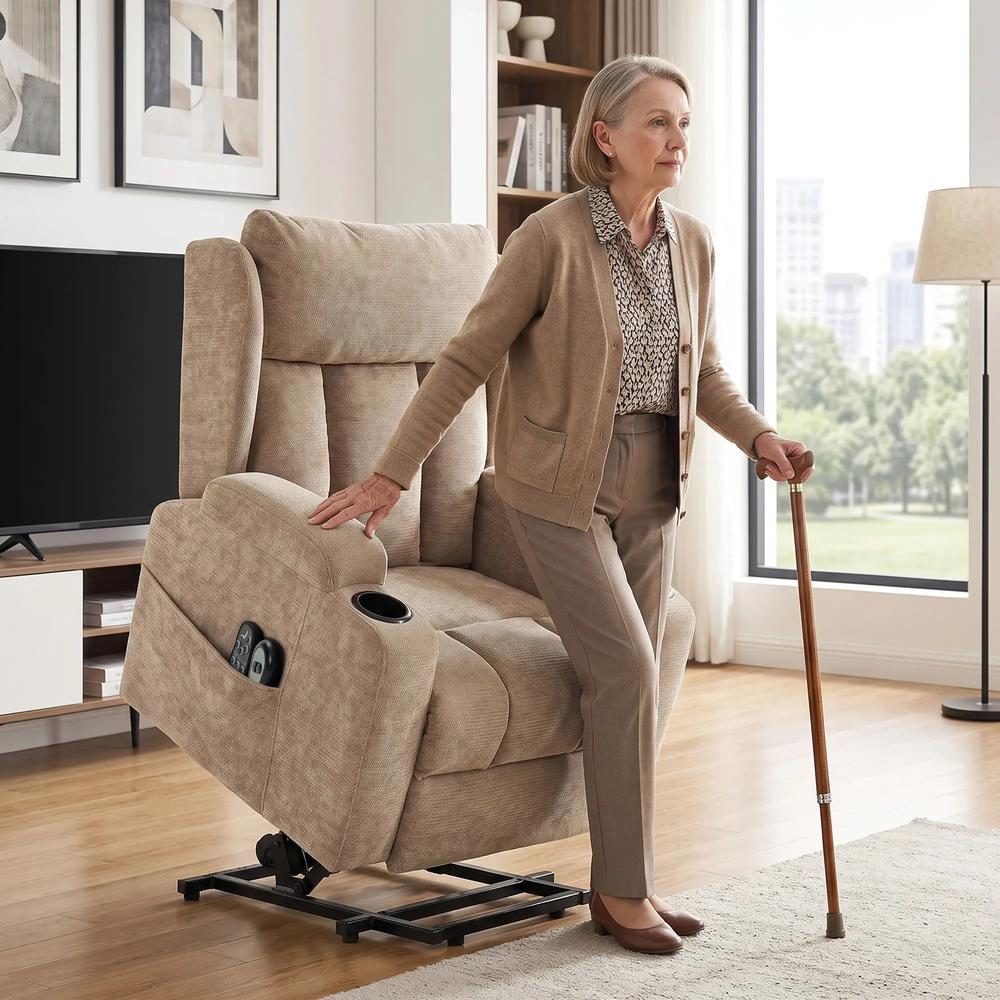 HOMCOM Power Lift Recliner Chair with Vibration Massage and Heat, Chenille Riser and Recliner Armchair for Elderly Additional View 17