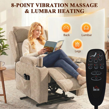 HOMCOM Power Lift Recliner Chair with Vibration Massage and Heat, Chenille Riser and Recliner Armchair for Elderly Additional View 19