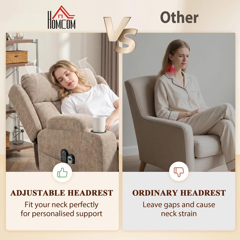 HOMCOM Power Lift Recliner Chair with Vibration Massage and Heat, Chenille Riser and Recliner Armchair for Elderly Additional View 20