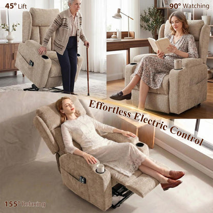 HOMCOM Power Lift Recliner Chair with Vibration Massage and Heat, Chenille Riser and Recliner Armchair for Elderly Additional View 21