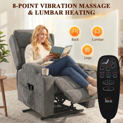 HOMCOM Power Lift Recliner Chair with Vibration Massage and Heat, Chenille Riser and Recliner Armchair for Elderly Additional View 4