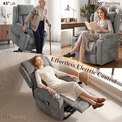 HOMCOM Power Lift Recliner Chair with Vibration Massage and Heat, Chenille Riser and Recliner Armchair for Elderly Additional View 6