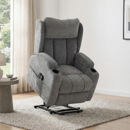 HOMCOM Power Lift Recliner Chair with Vibration Massage and Heat, Chenille Riser and Recliner Armchair for Elderly Additional View 8