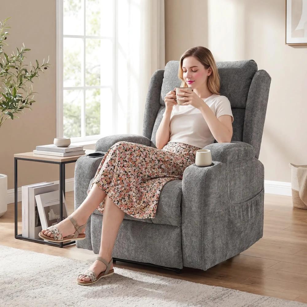 HOMCOM Power Lift Recliner Chair with Vibration Massage and Heat, Chenille Riser and Recliner Armchair for Elderly Additional View 9