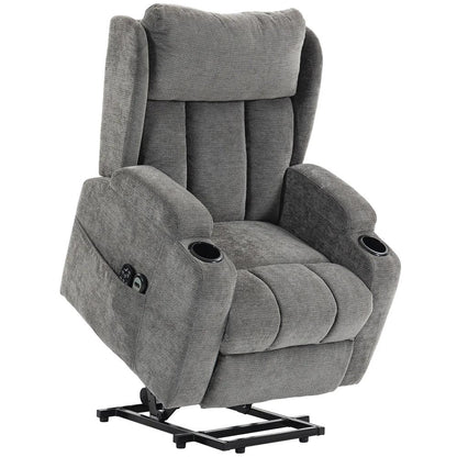 HOMCOM Power Lift Recliner Chair with Vibration Massage and Heat, Chenille Riser and Recliner Armchair for Elderly