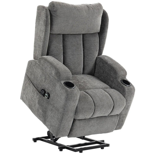 HOMCOM Power Lift Recliner Chair with Vibration Massage and Heat, Chenille Riser and Recliner Armchair for Elderly