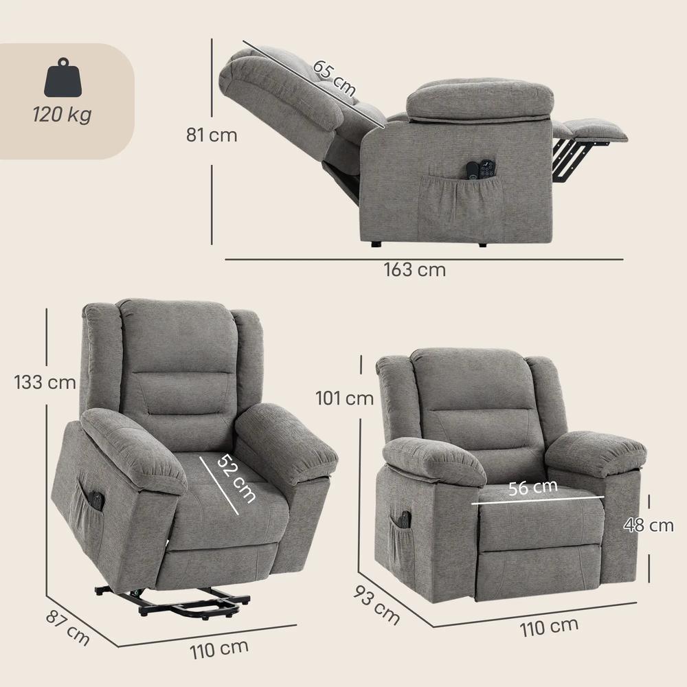 HOMCOM Oversized Riser Recliner Chair with Massage and Heat, Power Lift Recliner for Elderly with Wide Seat and Back Additional View 18