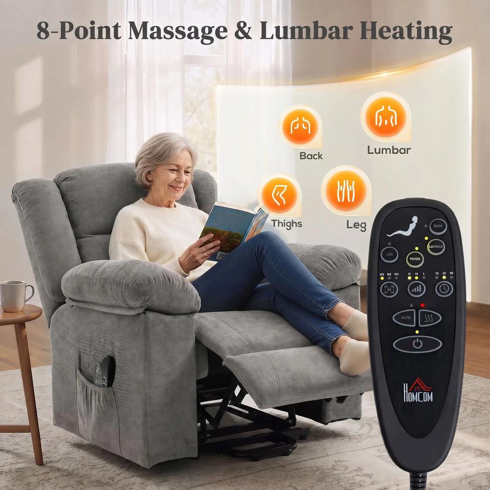 HOMCOM Oversized Riser Recliner Chair with Massage and Heat, Power Lift Recliner for Elderly with Wide Seat and Back Additional View 20
