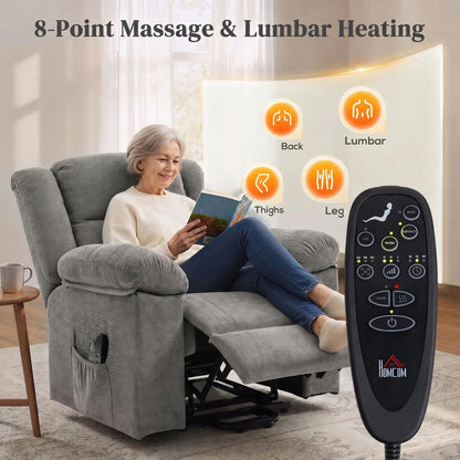 HOMCOM Oversized Riser Recliner Chair with Massage and Heat, Power Lift Recliner for Elderly with Wide Seat and Back Additional View 20