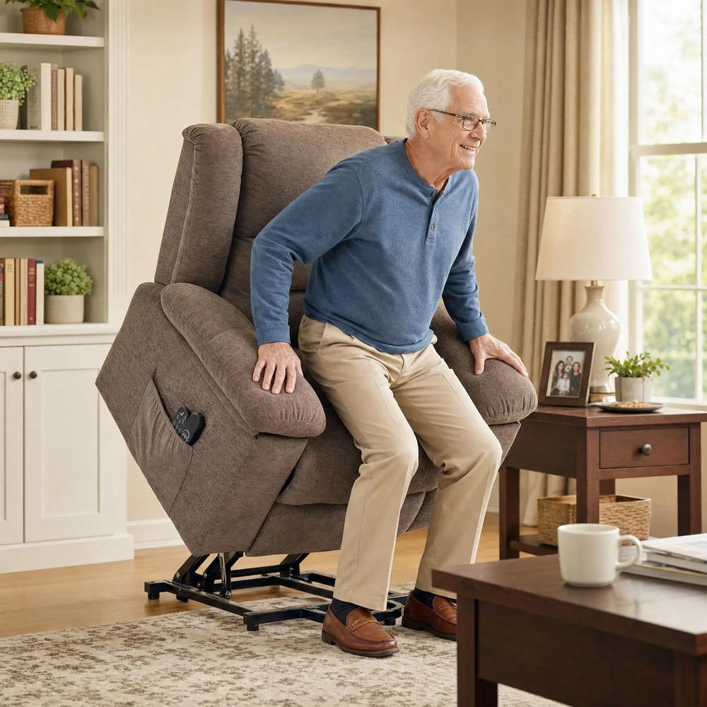 HOMCOM Oversized Riser Recliner Chair with Massage and Heat, Power Lift Recliner for Elderly with Wide Seat and Back Additional View 2
