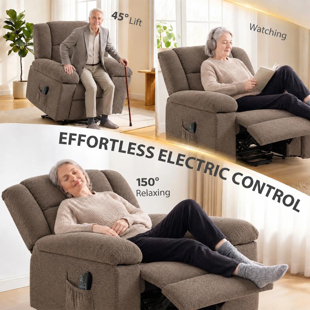 HOMCOM Oversized Riser Recliner Chair with Massage and Heat, Power Lift Recliner for Elderly with Wide Seat and Back Additional View 4