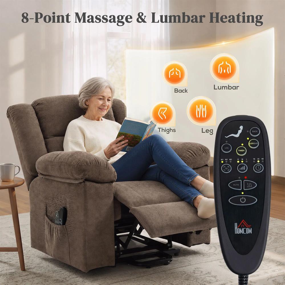 HOMCOM Oversized Riser Recliner Chair with Massage and Heat, Power Lift Recliner for Elderly with Wide Seat and Back Additional View 5