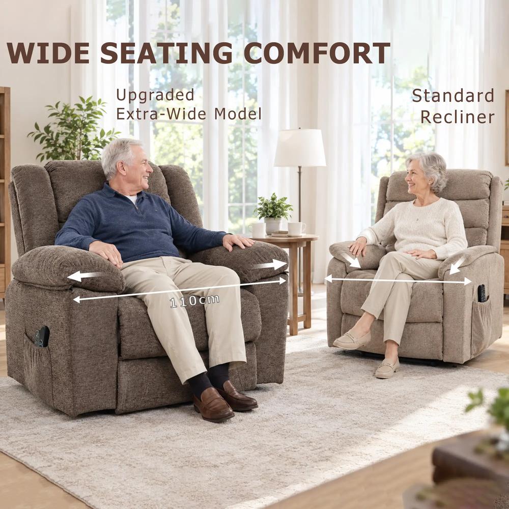HOMCOM Oversized Riser Recliner Chair with Massage and Heat, Power Lift Recliner for Elderly with Wide Seat and Back Additional View 6