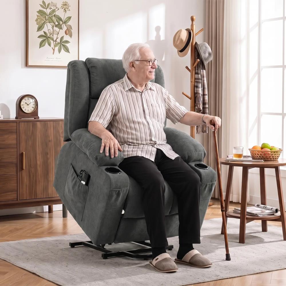 HOMCOM Dual Motor Recliner Chair, 55&deg; Electric Lift Chair for Elderly, Recliner Armchair with Massage and Heat Additional View 18