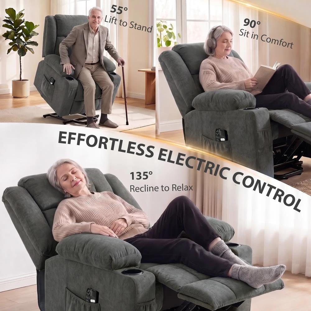 HOMCOM Dual Motor Recliner Chair, 55&deg; Electric Lift Chair for Elderly, Recliner Armchair with Massage and Heat Additional View 20