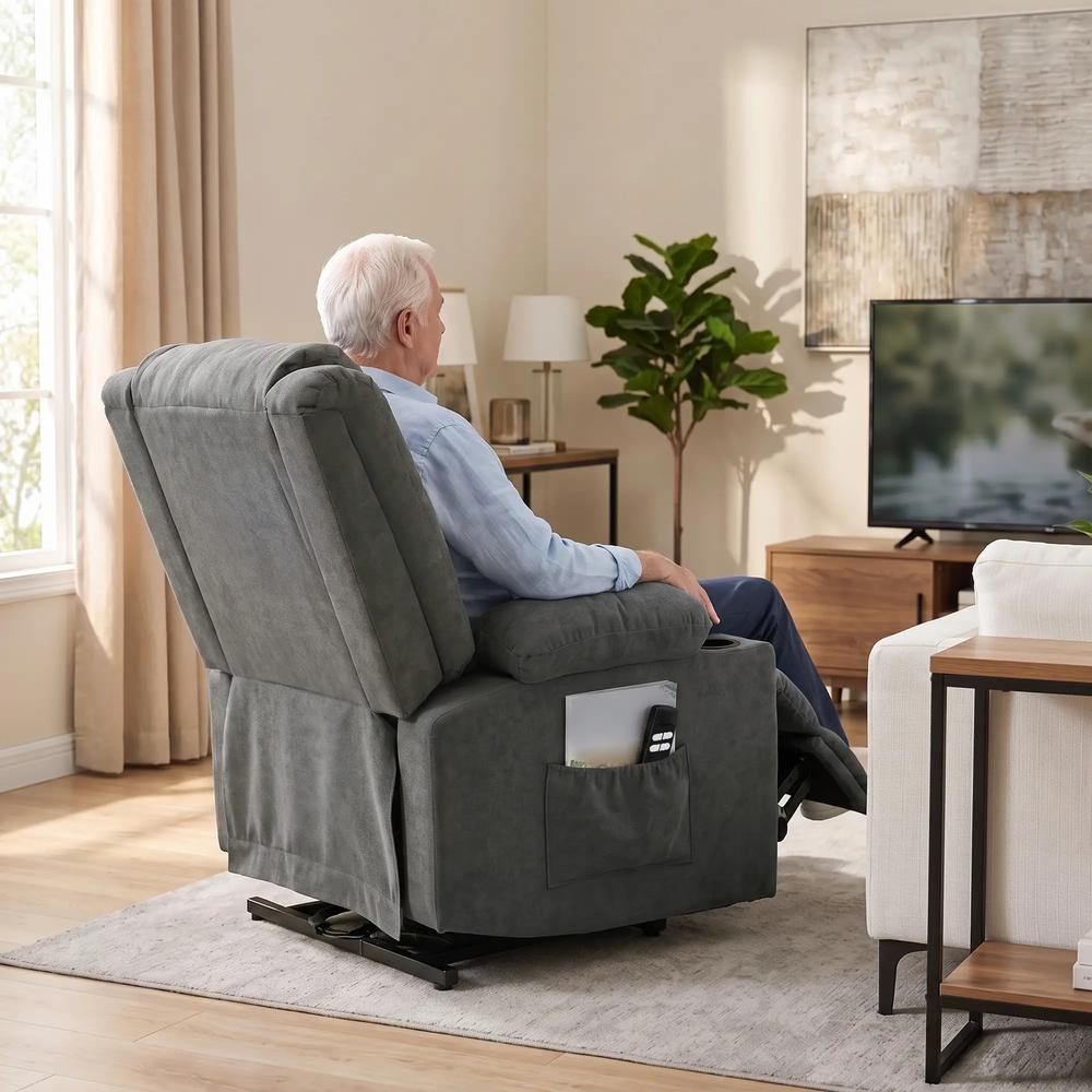 HOMCOM Dual Motor Recliner Chair, 55&deg; Electric Lift Chair for Elderly, Recliner Armchair with Massage and Heat Additional View 24