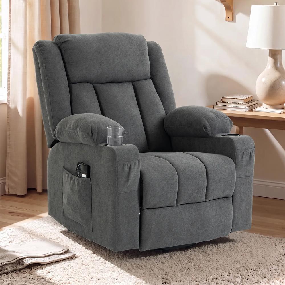 HOMCOM Dual Motor Recliner Chair, 55&deg; Electric Lift Chair for Elderly, Recliner Armchair with Massage and Heat Additional View 30