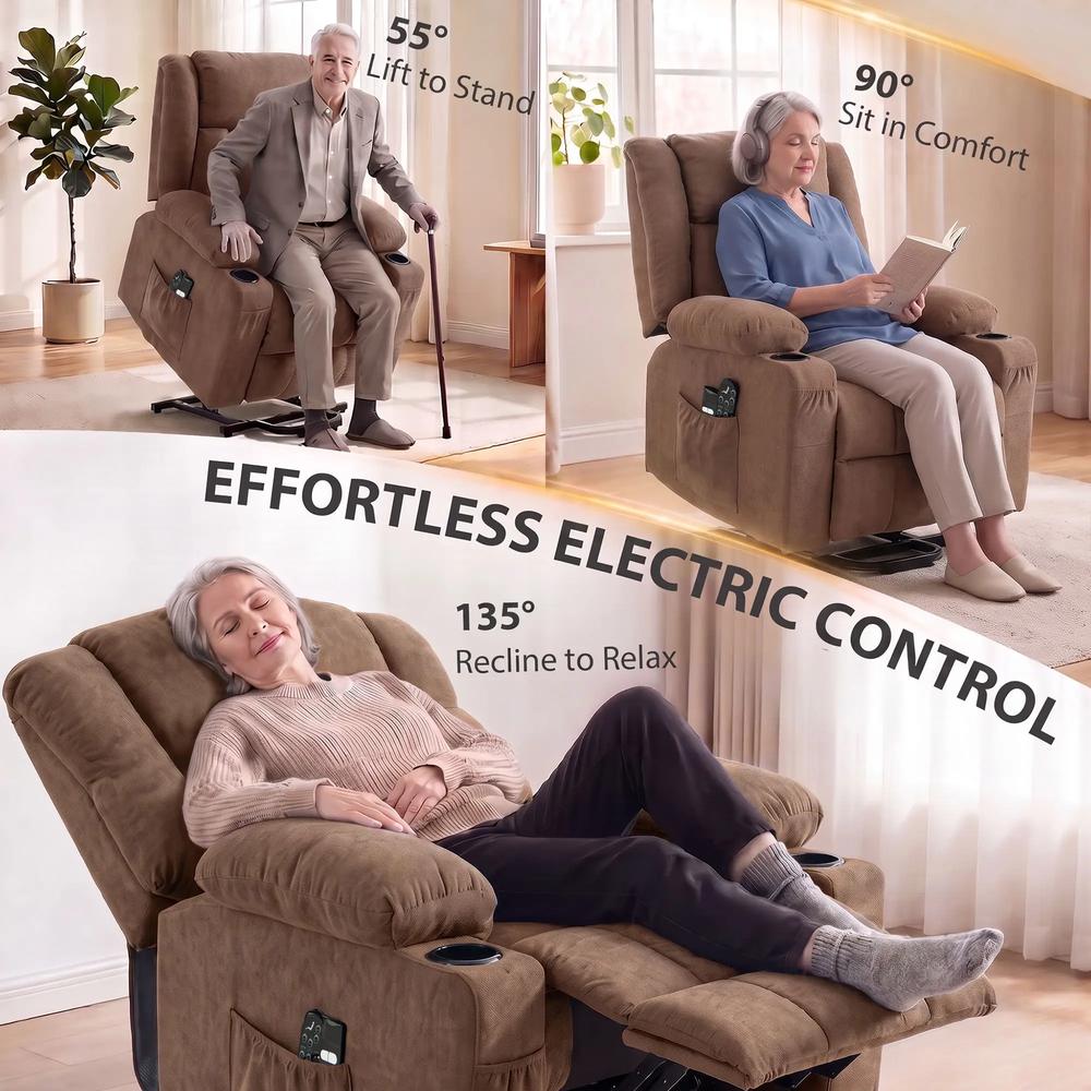 HOMCOM Dual Motor Recliner Chair, 55&deg; Electric Lift Chair for Elderly, Recliner Armchair with Massage and Heat Additional View 4