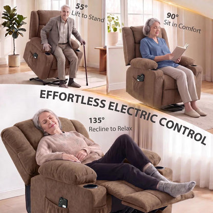 HOMCOM Dual Motor Recliner Chair, 55&deg; Electric Lift Chair for Elderly, Recliner Armchair with Massage and Heat Additional View 4