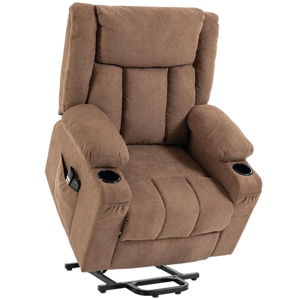 HOMCOM Dual Motor Recliner Chair, 55&deg; Electric Lift Chair for Elderly, Recliner Armchair with Massage and Heat