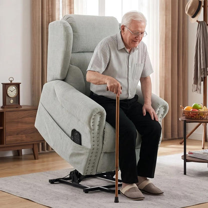 HOMCOM Riser Recliner Chair with Massage and Heat, Chenille Electric Power Lift Recliner Chair, Light Grey Additional View 2