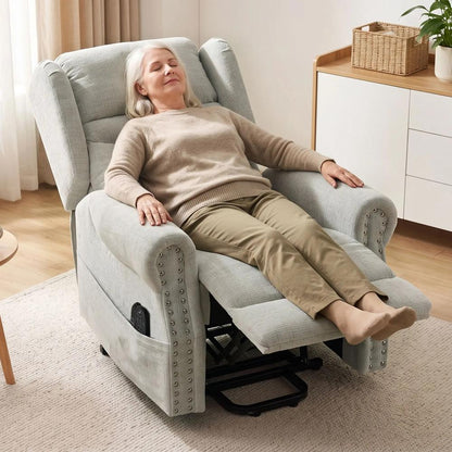 HOMCOM Riser Recliner Chair with Massage and Heat, Chenille Electric Power Lift Recliner Chair, Light Grey Additional View 9