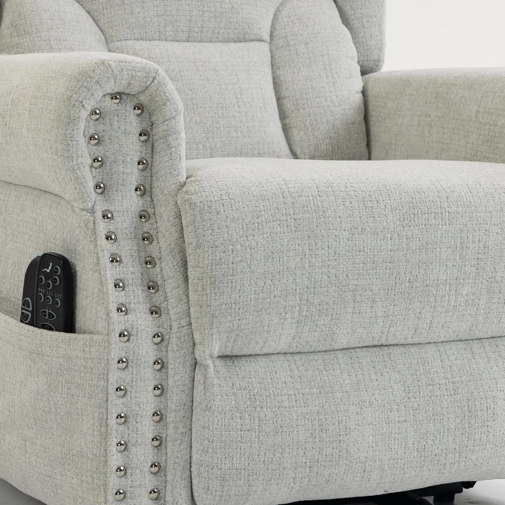 HOMCOM Riser Recliner Chair with Massage and Heat, Chenille Electric Power Lift Recliner Chair, Light Grey Additional View 10