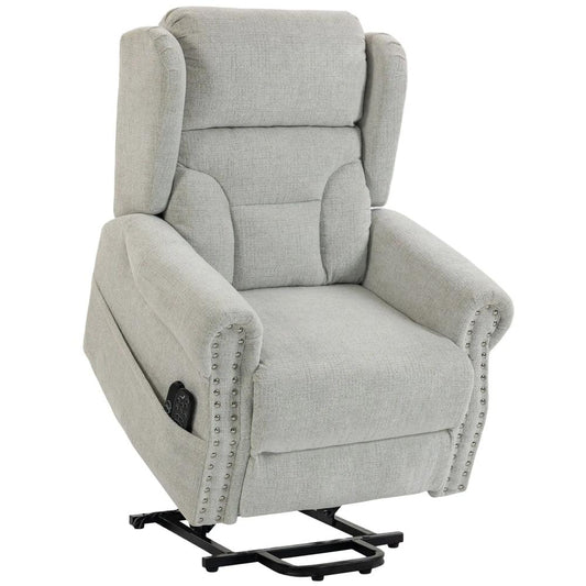 HOMCOM Riser Recliner Chair with Massage and Heat, Chenille Electric Power Lift Recliner Chair, Light Grey