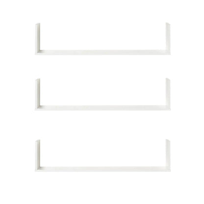 HOMCOM Set of 3 Wooden U-Shaped Floating Shelves Set, 80cm Wall Mounted Hanging Bookshelf, CD DVD Storage Display for Bedroom Living Room Kitchen, White Additional View 10