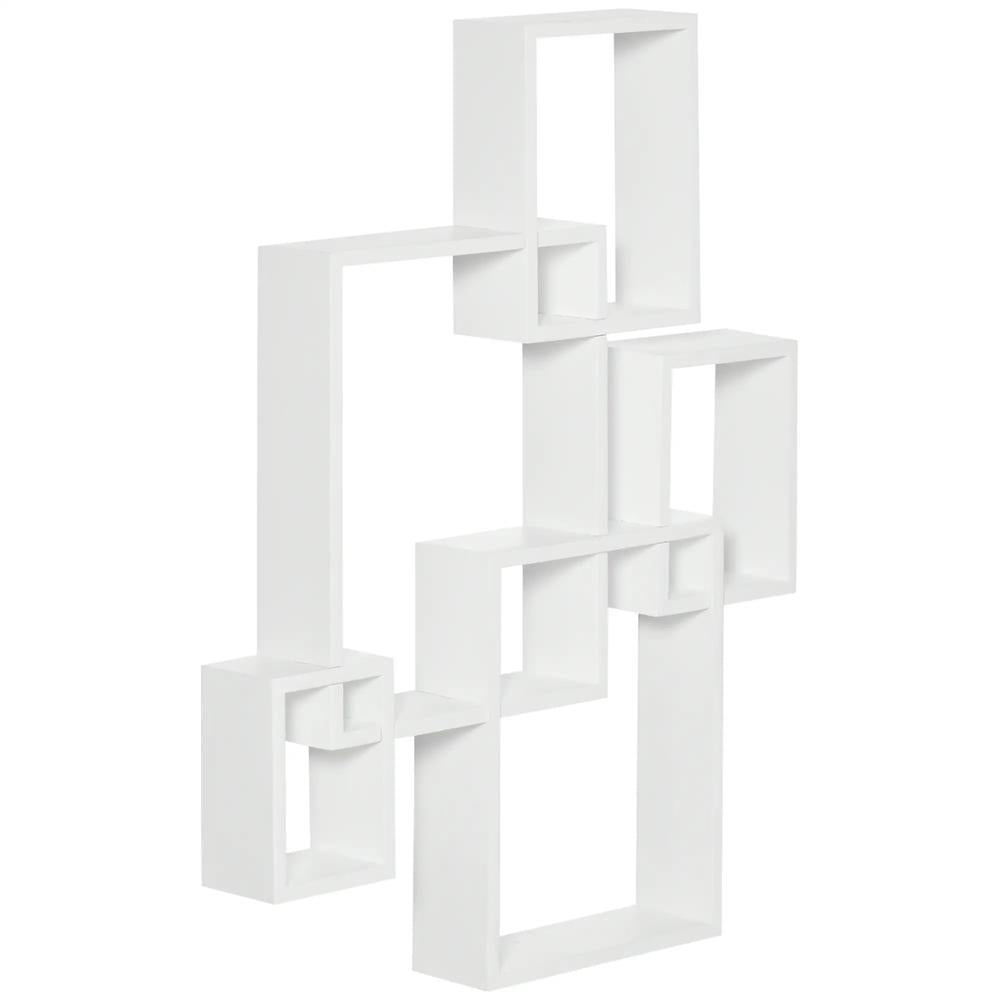 HOMCOM Floating Shelves, Wall Mounted Interlocking Cube Shelves, Display Wall Shelf for Living Room, Bedroom, Hallways, White Additional View 10