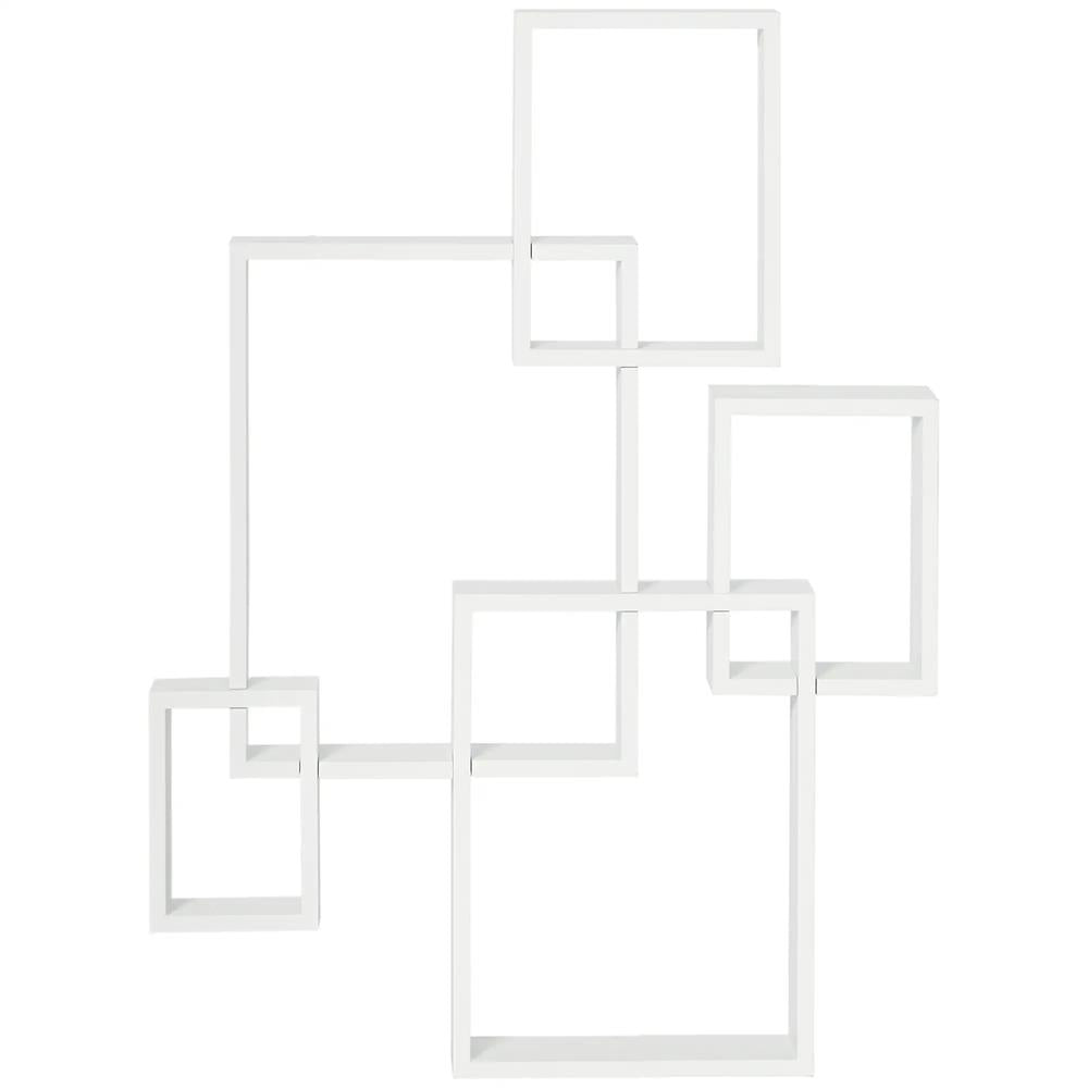 HOMCOM Floating Shelves, Wall Mounted Interlocking Cube Shelves, Display Wall Shelf for Living Room, Bedroom, Hallways, White
