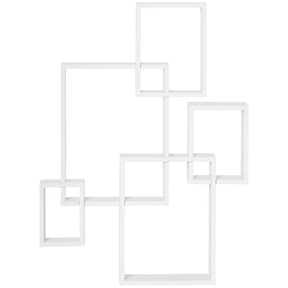 HOMCOM Floating Shelves, Wall Mounted Interlocking Cube Shelves, Display Wall Shelf for Living Room, Bedroom, Hallways, White