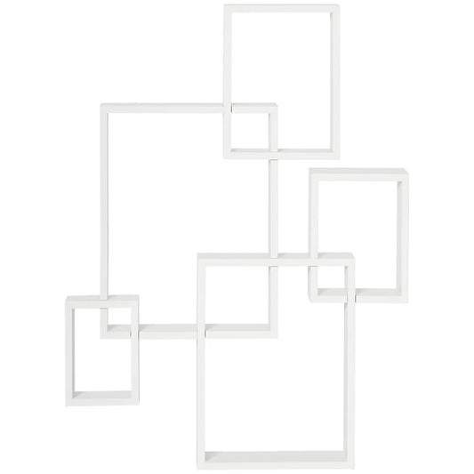 HOMCOM Floating Shelves, Wall Mounted Interlocking Cube Shelves, Display Wall Shelf for Living Room, Bedroom, Hallways, White