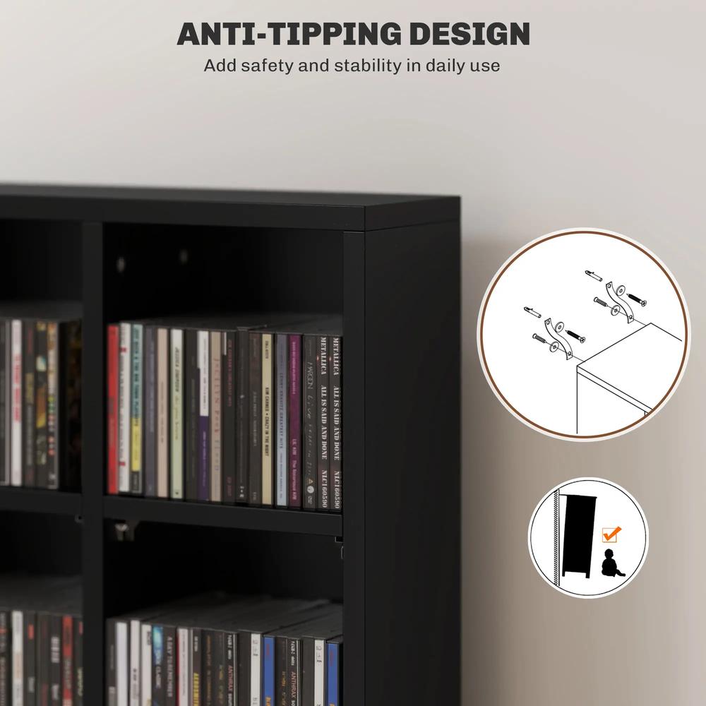 HOMCOM CD Storage Unit with Adjustable Shelves, Suitable for up to 456 CDs, 89 x 130.5 cm Additional View 31