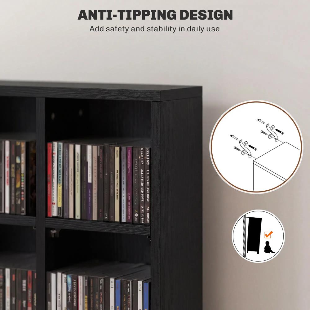 HOMCOM CD Storage Unit with Adjustable Shelves, Suitable for up to 456 CDs, 89 x 130.5 cm Additional View 35